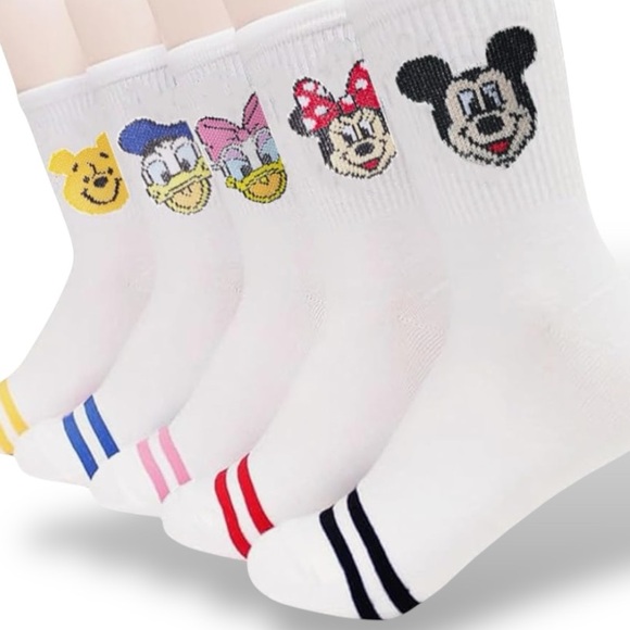 NEW Crew Socks Multi Character Animation Women Socks 5 Pairs Mickey Mouse Donald - Picture 1 of 1